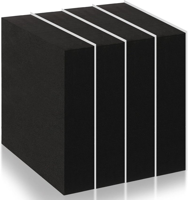 Joyfolk 4 Pcs 1" Thick Foam Padding Sheet with Adhesive Backing 4 Inch x 4 Inch Self Stick Neoprene Insulation Foam Sheet Black for Furniture Cars Speakers - Image 1